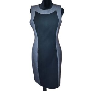 Calvin Klein Black Gray Colorblock Sheath Dress Size 2